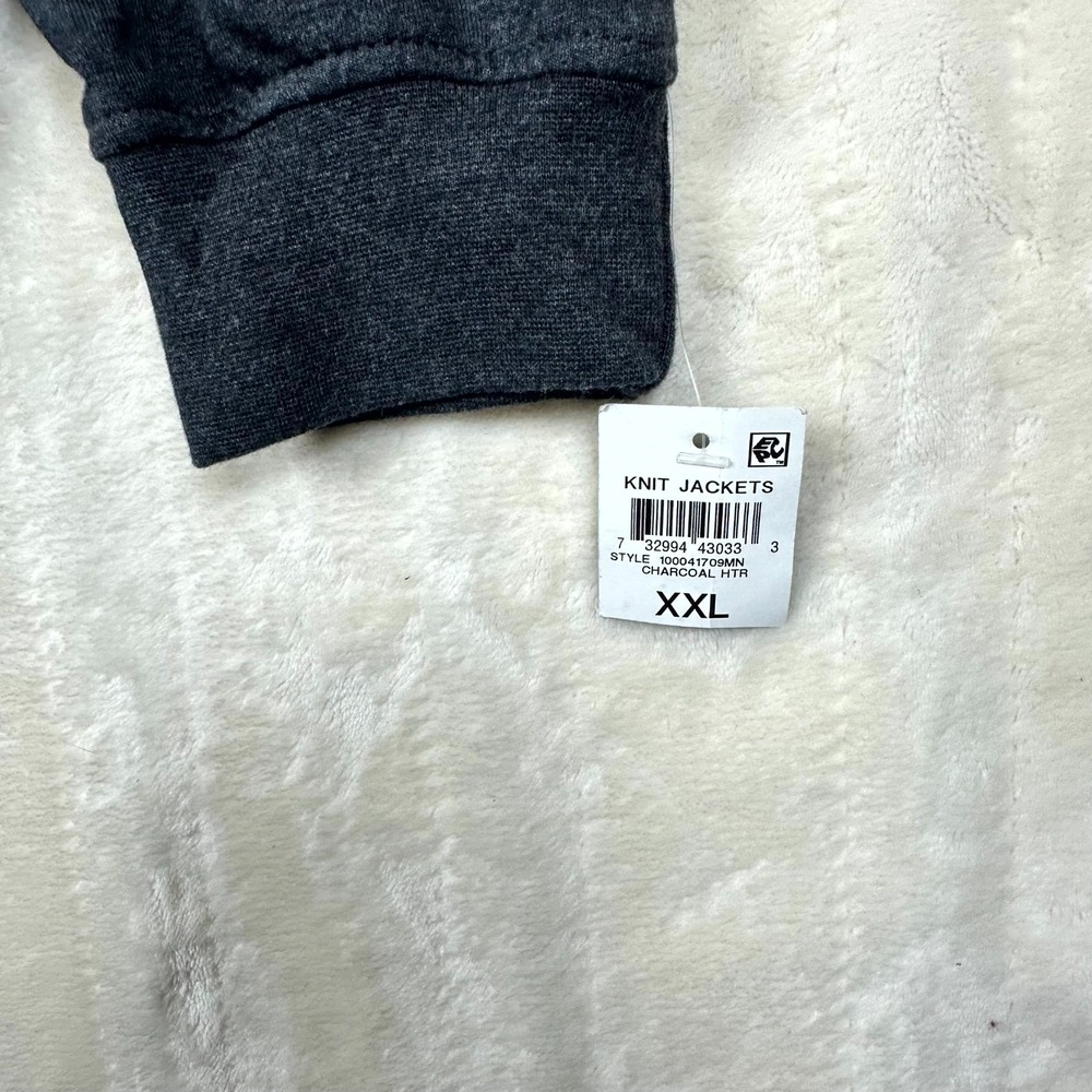 Alfani Men's XXL‎ Charcoal Knit Jacket Zip Front Mixed Media Pockets NWT - Picture 5 of 13